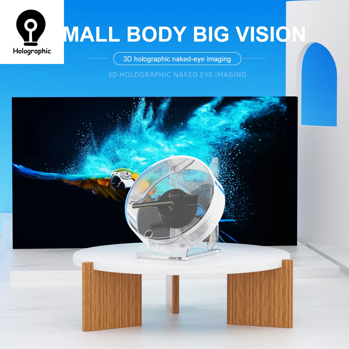 Mini 3D Hologram Projector Fan Led Sign Advertising Logo Light With Transparent Cover Commercial Hologram Projector Home Decro-3