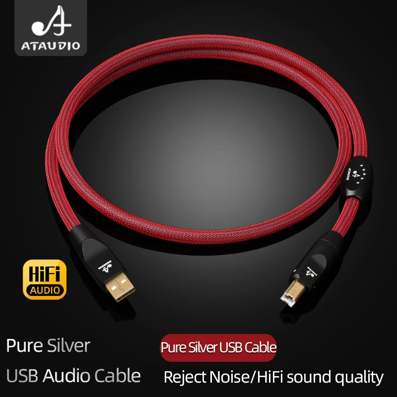 6N Pure Silver HiFi USB Audio Cable Digital Audio Type USB A to B Type C for DAC Computer Sound Card USB Cable-5