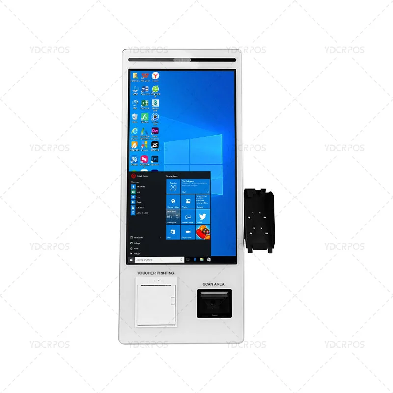 21.5 22 inch Self Service Order Payment Touch Screen Kiosk Self Pay Vending Machine Barcode Scanner Kiosk for Store / Restaurant