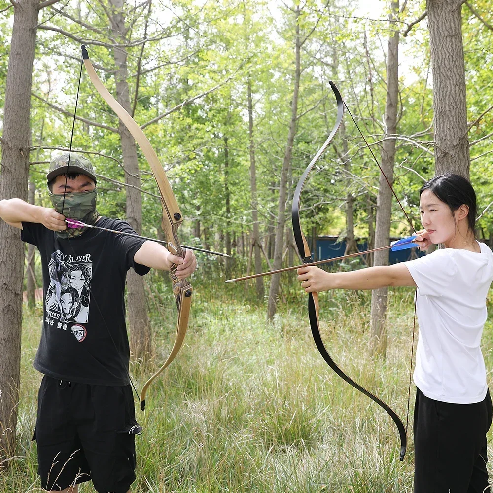 BLACK HUNTER 60'' Recurve Bow 25-60lbs Right/Left Hand Bow Tech Wood Traditional Bow Wooden Split Archery Bow For Hunting-2