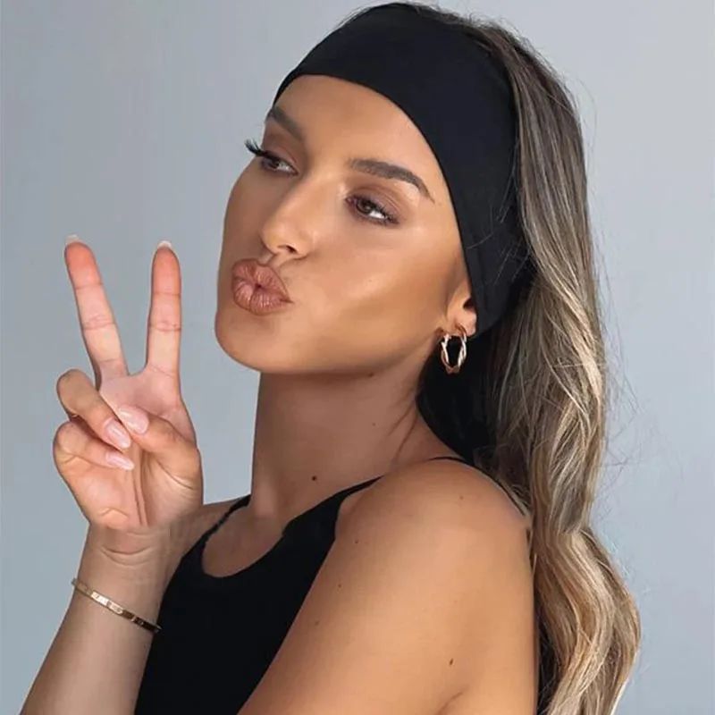 Women Headband Turban Solid Color Elastic Hair Bands Yoga Hairband Fashion Makeup Hair Hoop Vintag Headwrap Hair Accessories-4