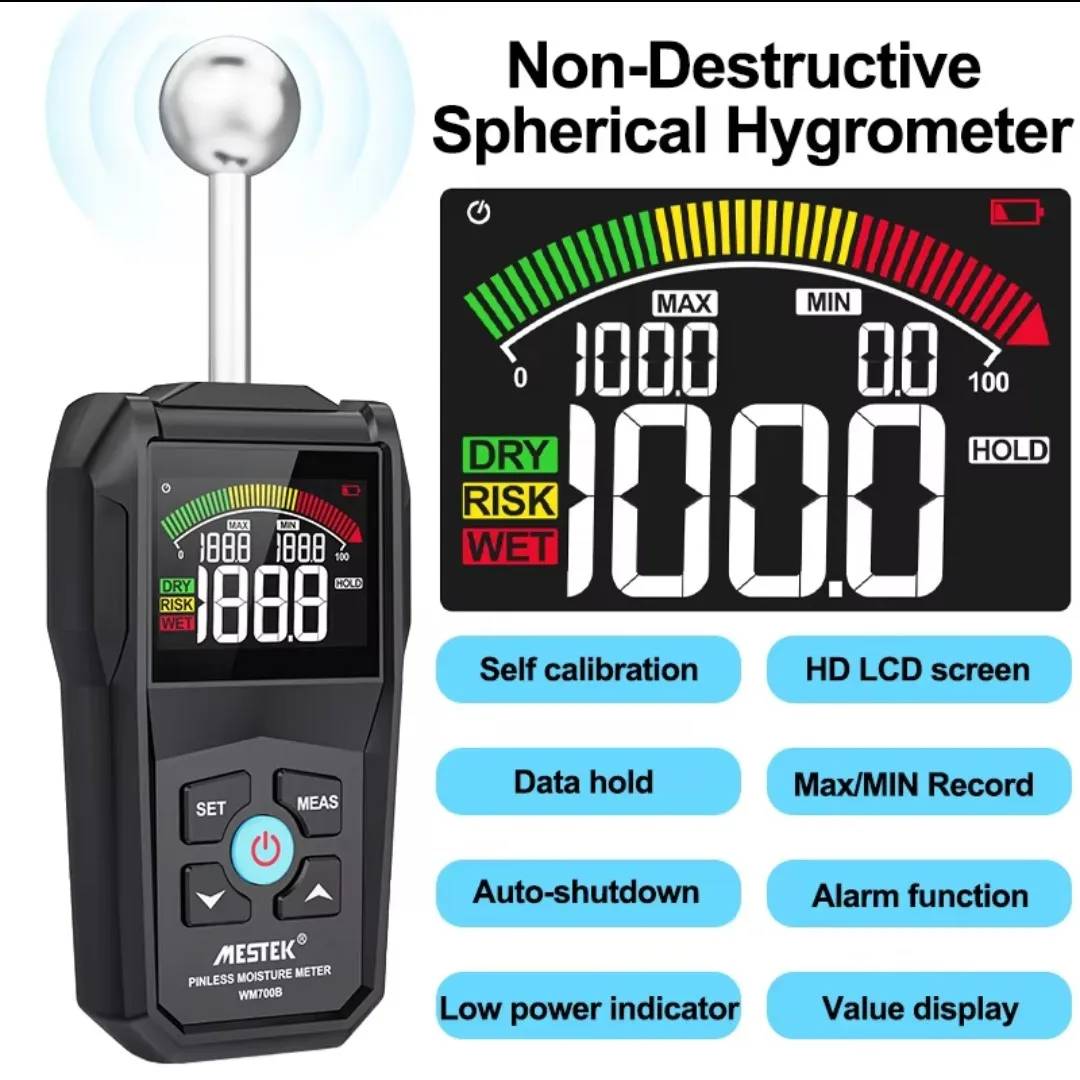 Mestek Inductive Moisture Meter for Wall 40mm Timber Damp Detector Full Angle Drywall Material Wood Moisture Humidity Hygrometer-3