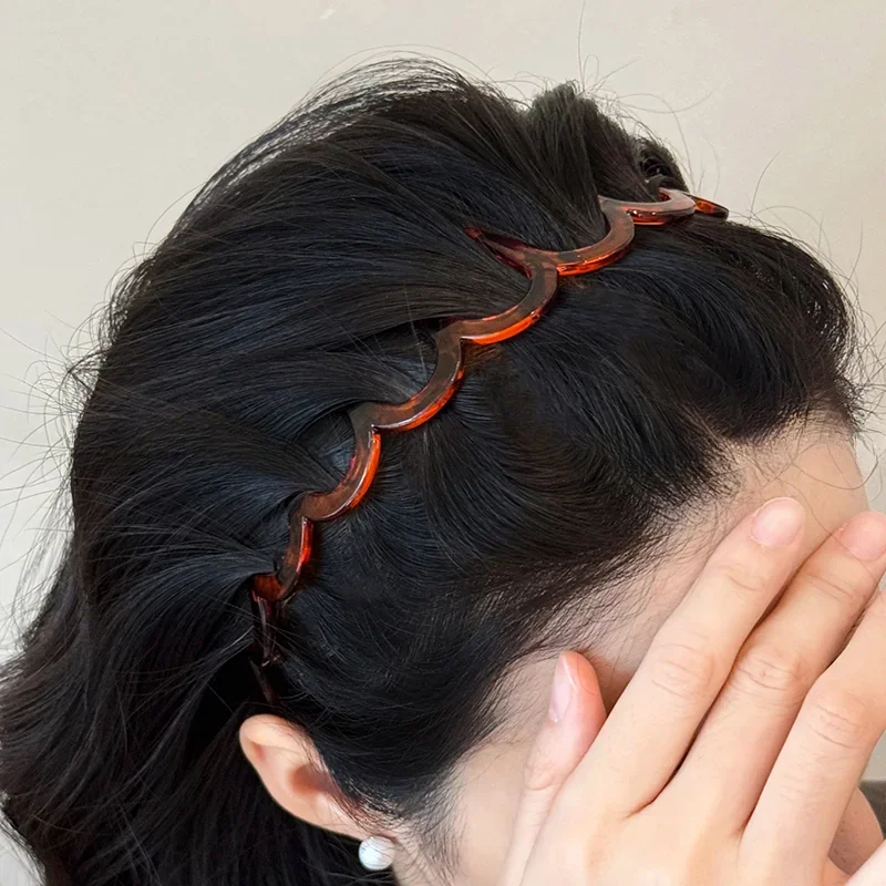 Fashion Wave Headbands for Women Solid Color Toothed Non-slip Hair Bands Girl Face Wash Sports Hairbands Hair Accessories-3
