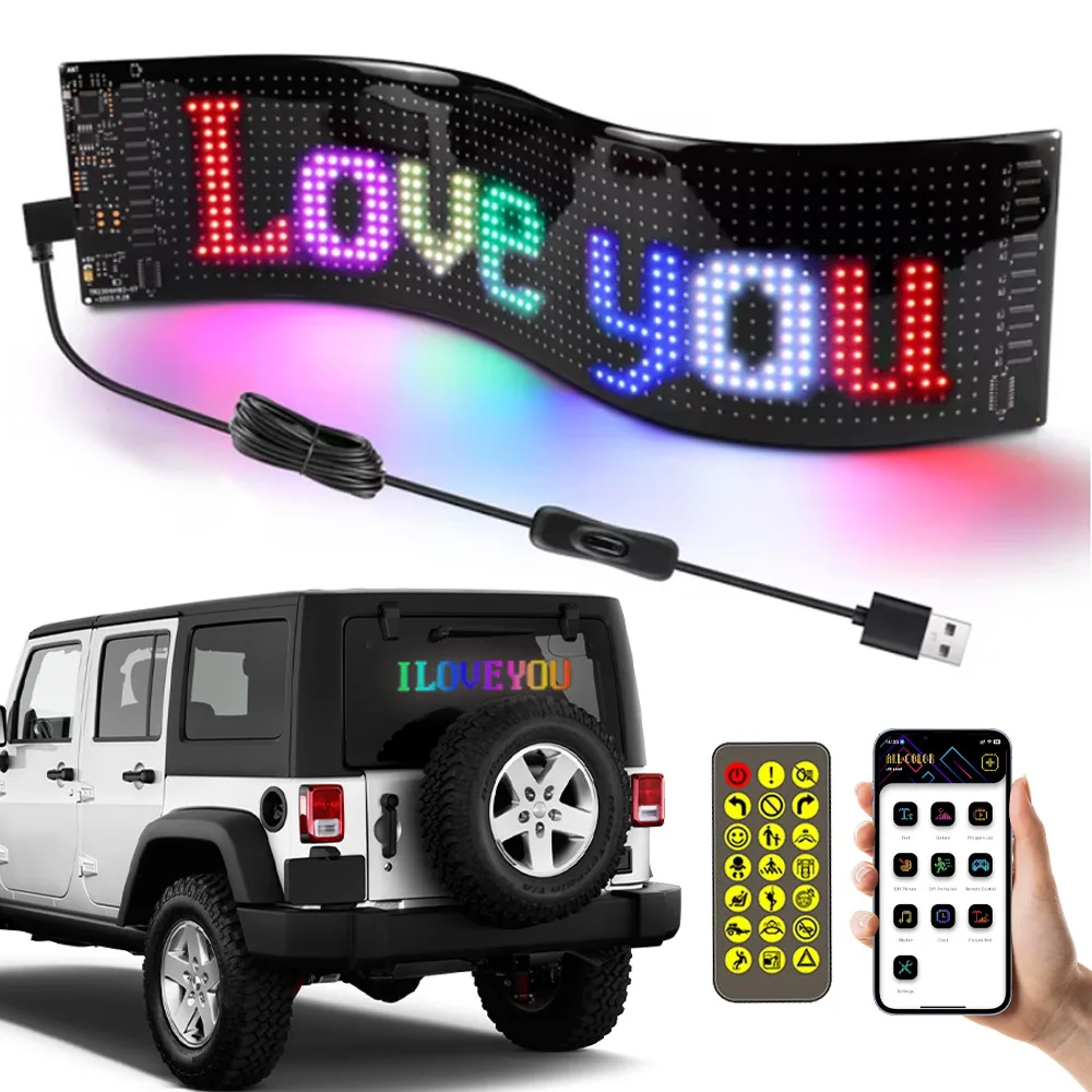 LED Car Truck Evil's Eye Light Sign Animation LED Matrix Pixel Panel DIY Multilingual Programmable LED Panel Flexible Display Ad-3