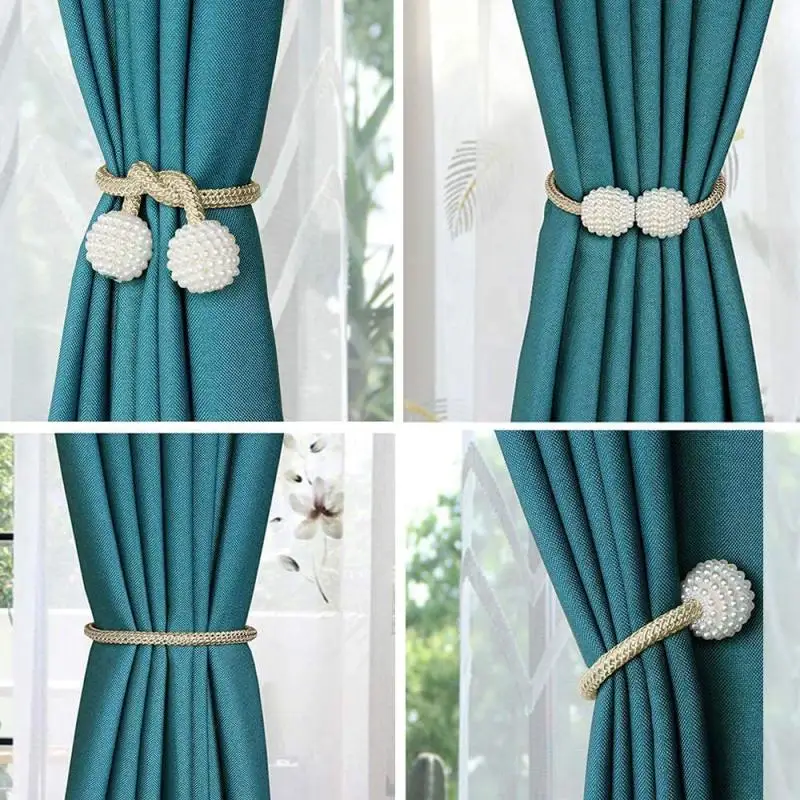 2PCS Pearl Magnetic Curtain Clip Curtain Holders Tie Back Buckle Clips Hanging Ball Buckle Tie Back Curtain Decor Accessories-4