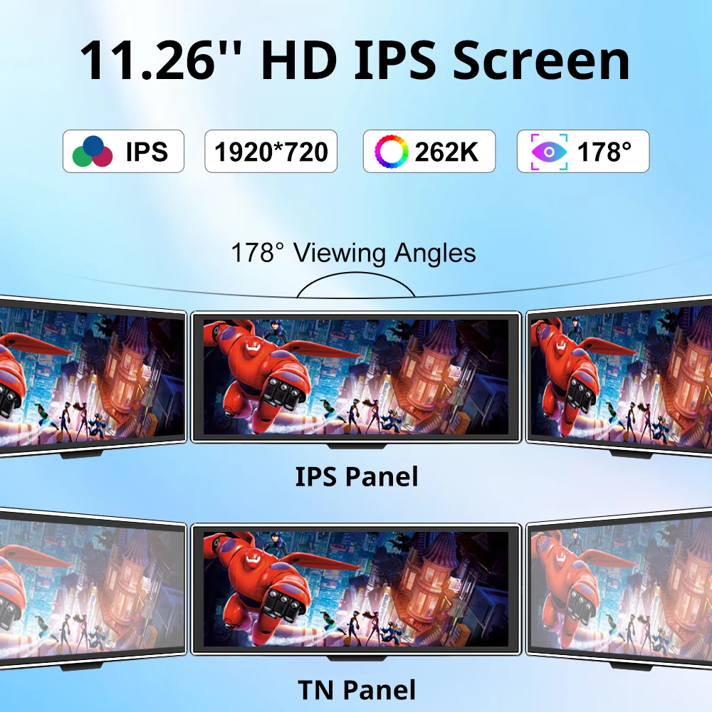 11.26 inch IPS Touch Screen Multimedia Video Player Portable 4K DVR Wireless CarPlay/Android Auto Dual Lens Driving Recorder-3