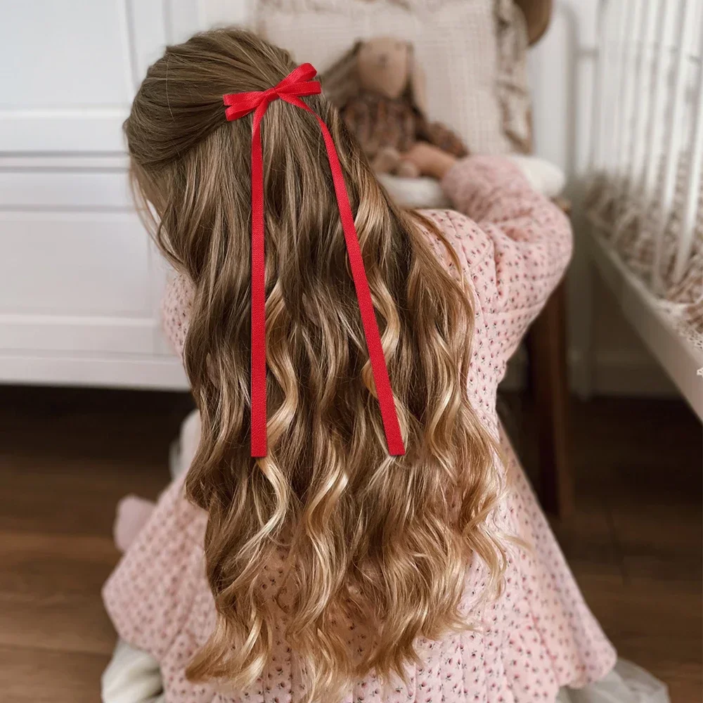 2pcs 2025 New Cute Ribbon Bow Headband Long Tassel Hair Clip Women's Hair Accessories Girls Party Headwear Side Clips Wholesale-4