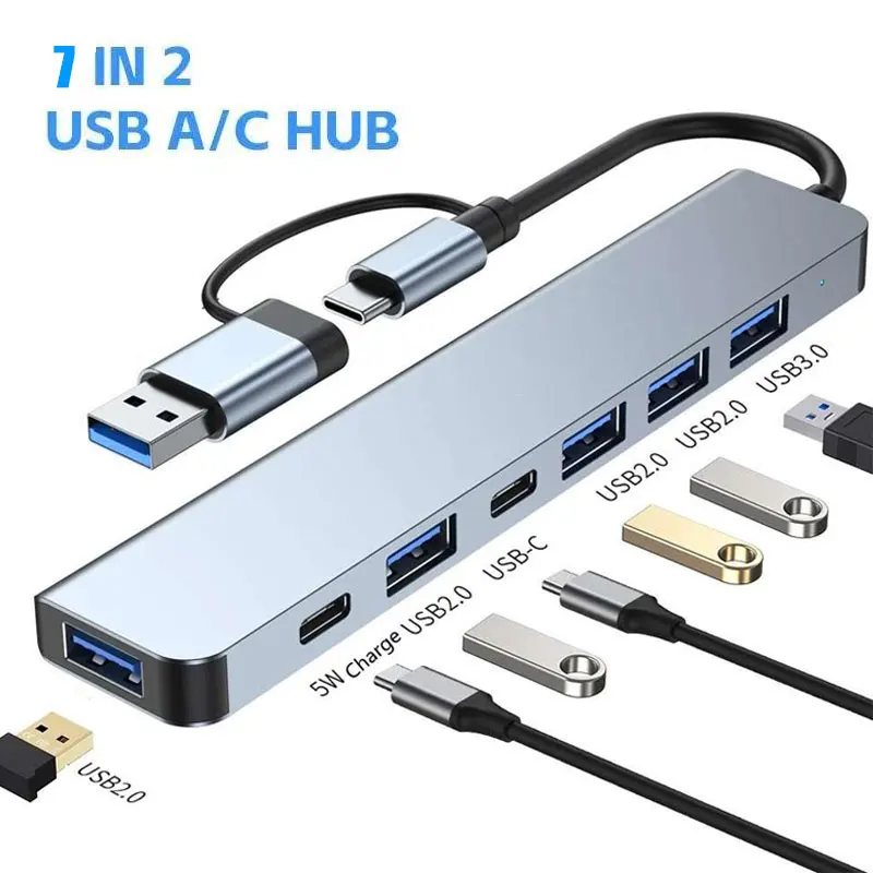Type C HUB USB HUB USB 3.0 USB 2.0 TF / SD 5 Port Multi Splitter OTG For Lenovo HUAWEI Xiaomi Aluminum Alloy USB 3.0 Hub for PC-2