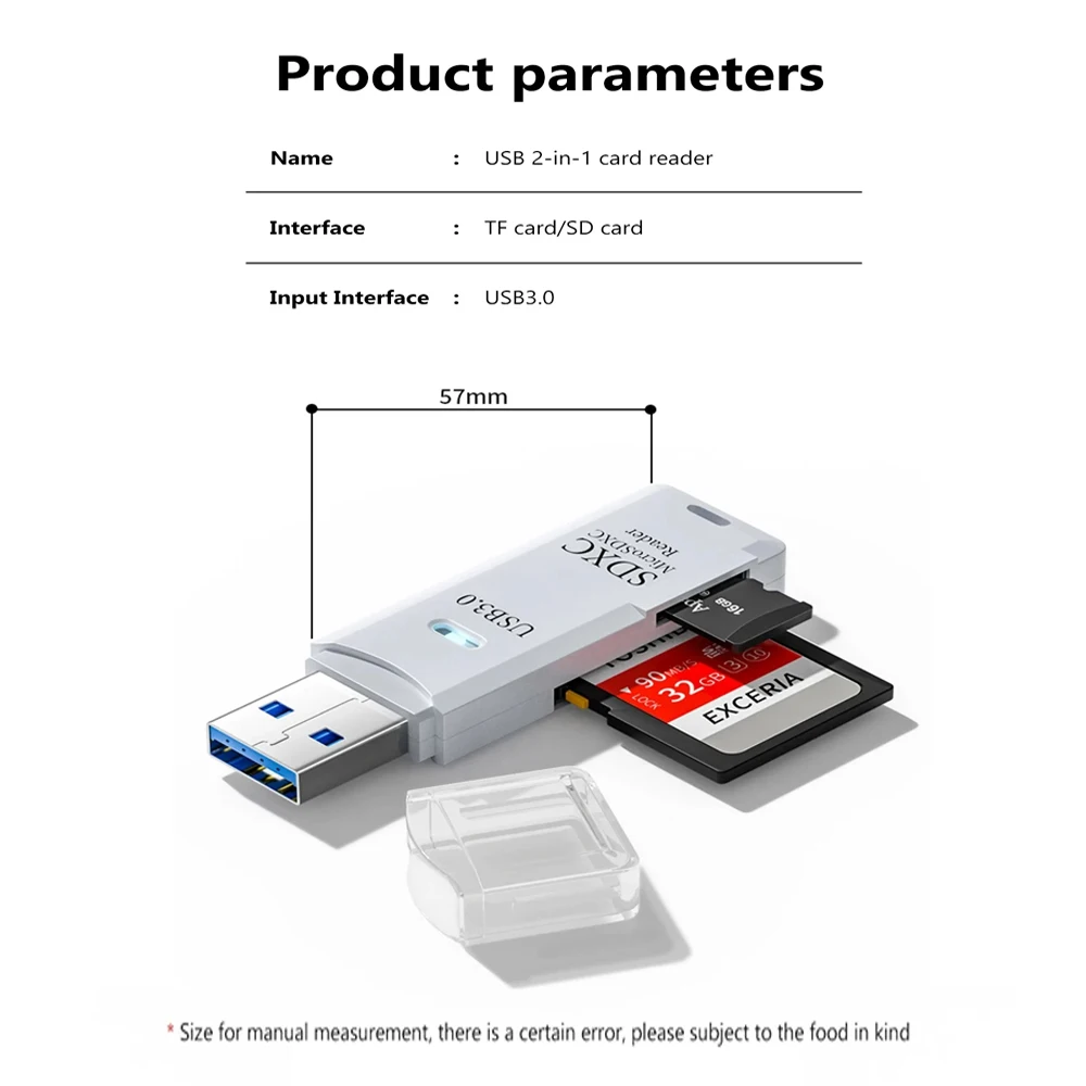 2 In 1 SD Card Reader High Speed Multi Card SD Reader USB 3.0 2.0 Black Reader Supports TF+SD Computer Tablet Laptop Car Mounted-5
