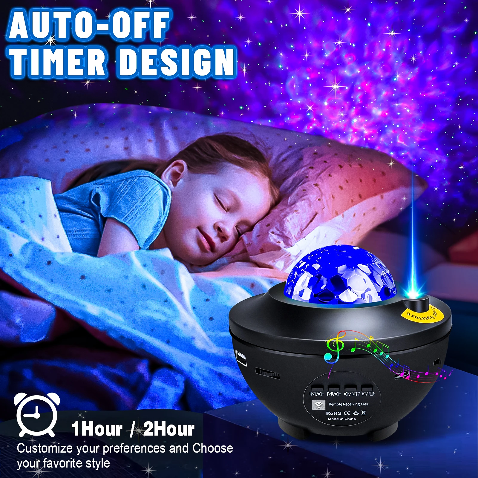 Starry Projector Galaxy Night Light Child Bluetooth USB Music Player Star NightLight Romantic Ocean Projector Night Lamp Gifts-3