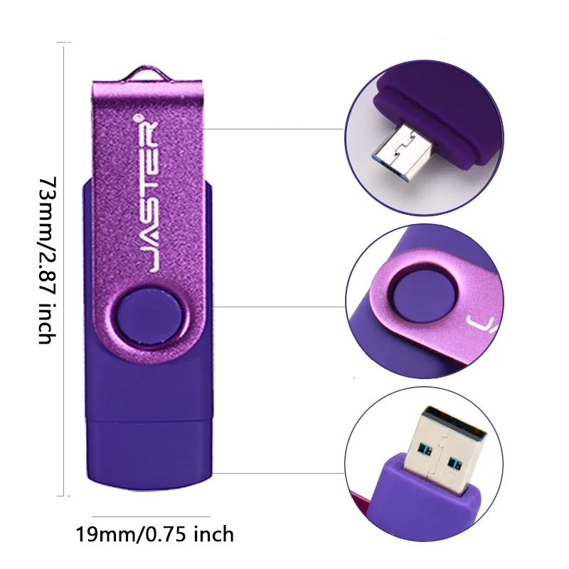 JASTER OTG 2 in 1 USB Flash Drive Pen Drive 128GB 64GB 32GB 16GB External Storage Frosted Double Application Micro USB Stick-2