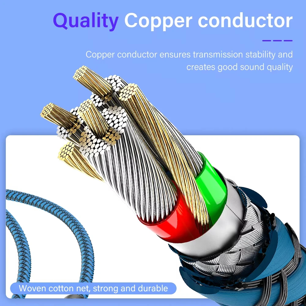 NNBILI 3.5mm Audio 1.5M Jack Cable Nylon Braid 3.5mm Car AUX Cable Headphone Extension Code for Phone MP3 Car Headset Speaker-5