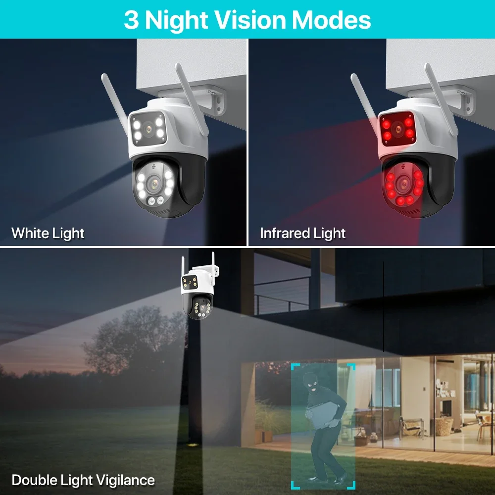 Dual Lens 360º Wifi Camera IP66 Security Protection 8MP 4K Wireless Outdoor Human Detection ICSEE Video Surveillance PTZ Camera-6