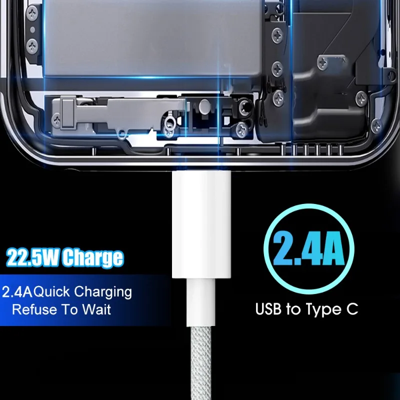 USB C Mobile Phone Cable Fast Charging USB A To Type C Nylon Braided Cord for Apple Carplay IPhone 15/15 Pro/15 Pro Max/15 Plus-6