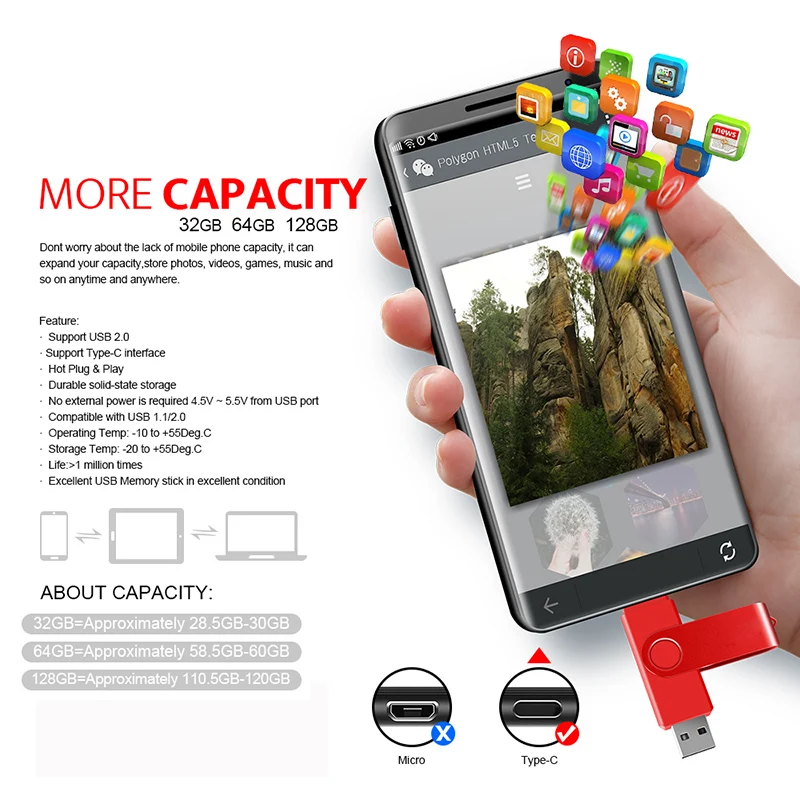 Metal OTG 2 IN 1 Type C pen drive 128GB usb memory stick 4GB 8GB 32GB 64GB 128GB cle usb cle usb flash drive memoria usb-6