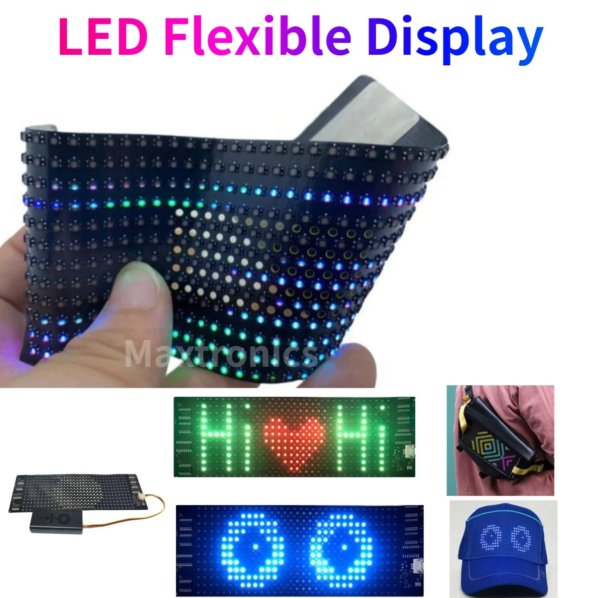 Mini LED Matrix Panel Battery Powered DIY Scrolling Text Smart Bluetooth App Control Programmable 16 * 32 LED Flexible Display-2