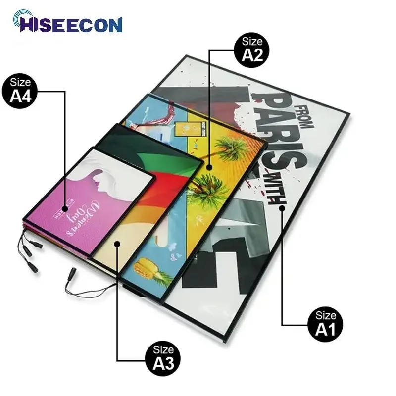 A1 A2 A3 A4 Customized Film LED Light Advertising Box Super Bright Slim Clip Poster Frame For Shops Menus Wall Mounted Billboard-6