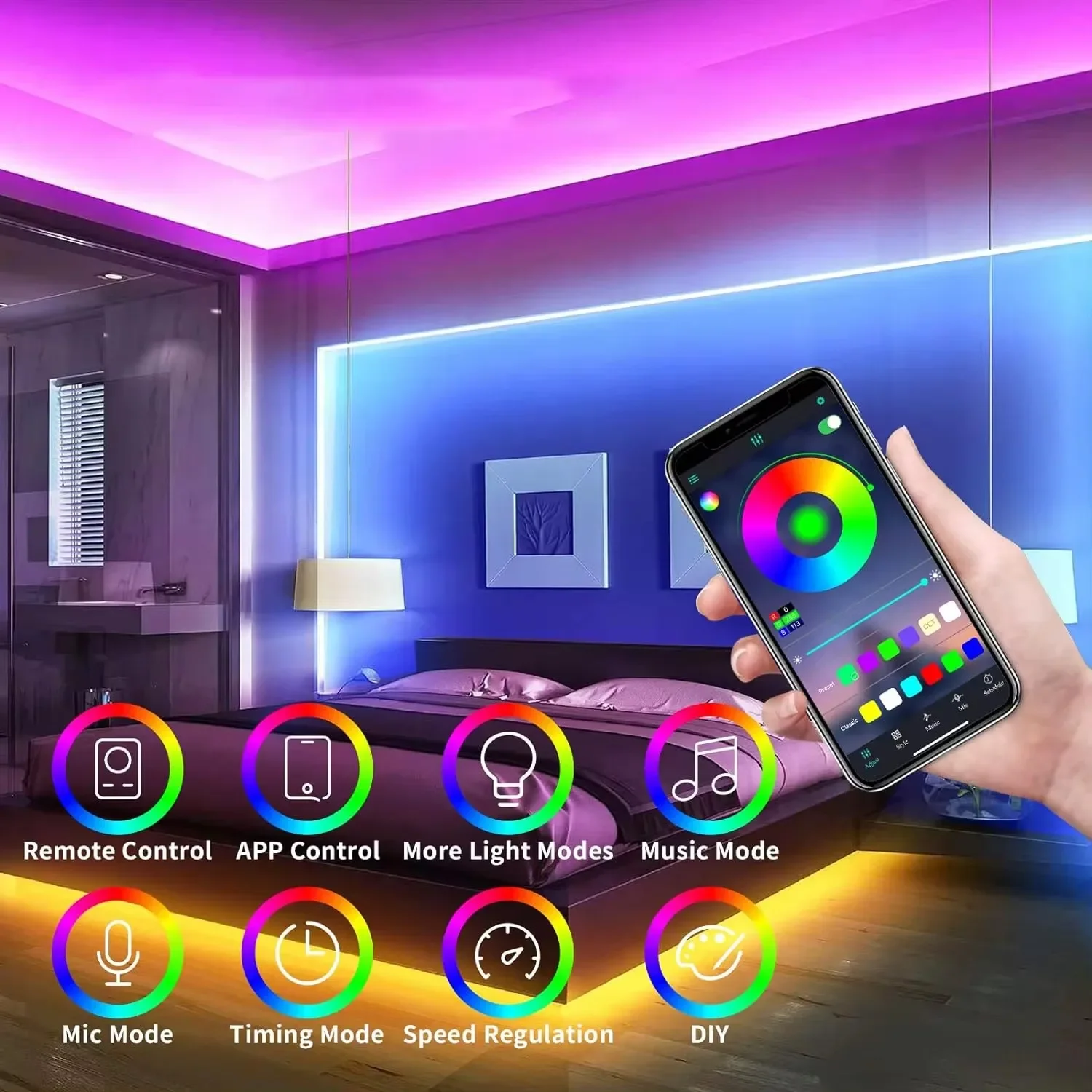 RGB Neon LED Strip 1/2/3/5M IP65 Waterproof DIY USB Neon Strip Tuya App Remote Control Flexible Ribbon for Home Decor Lighting-3