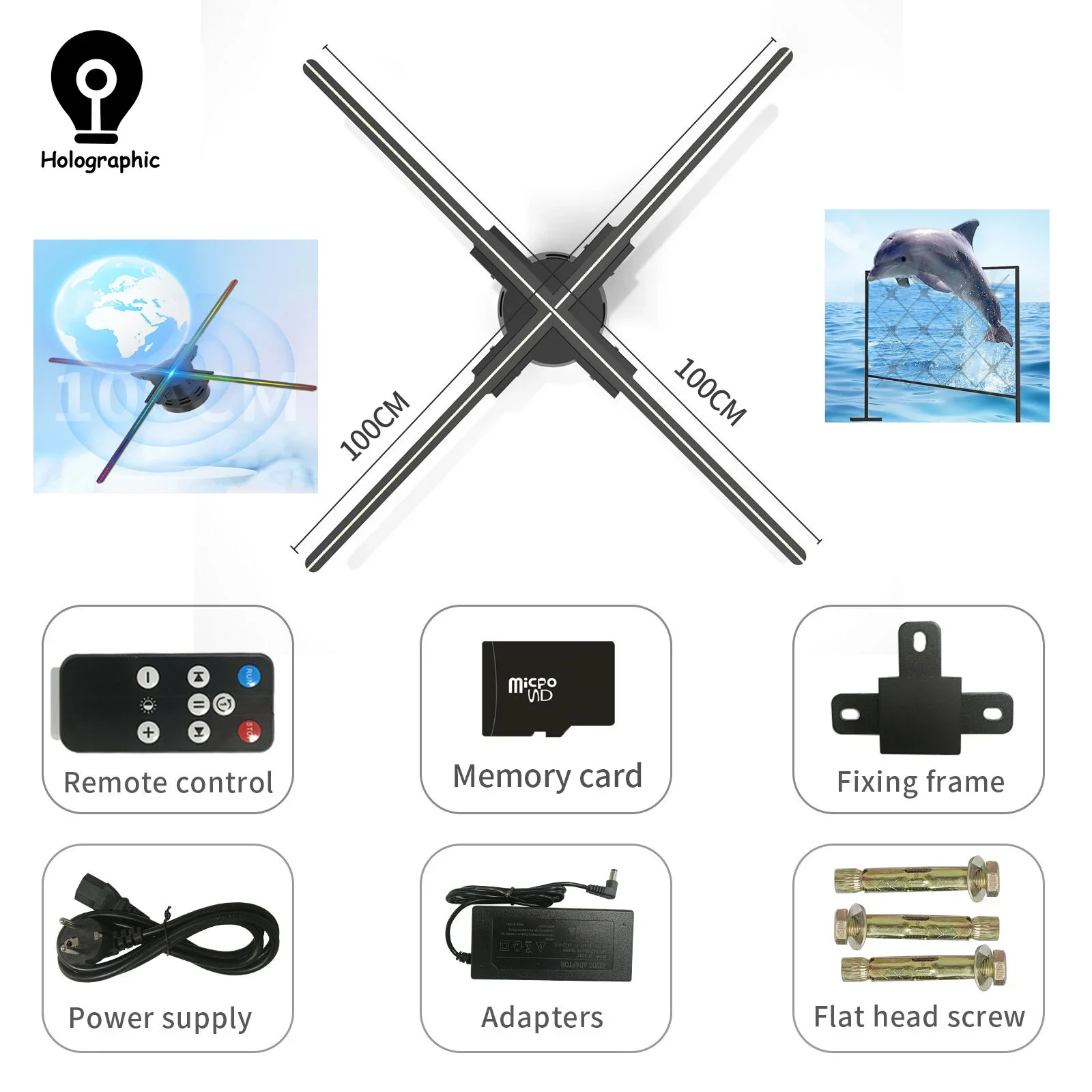 100CM 3D Hologram Fan Projector Wifi Commercial Advertising Display Screen Remote Control Hologram Projector Fan Hologram Player-2