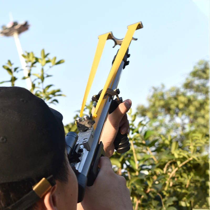 Powerful Retractable Hunting Slingshot Professional Field Hunting Shooting Steel Ball Shooting Metal Large Slingshot