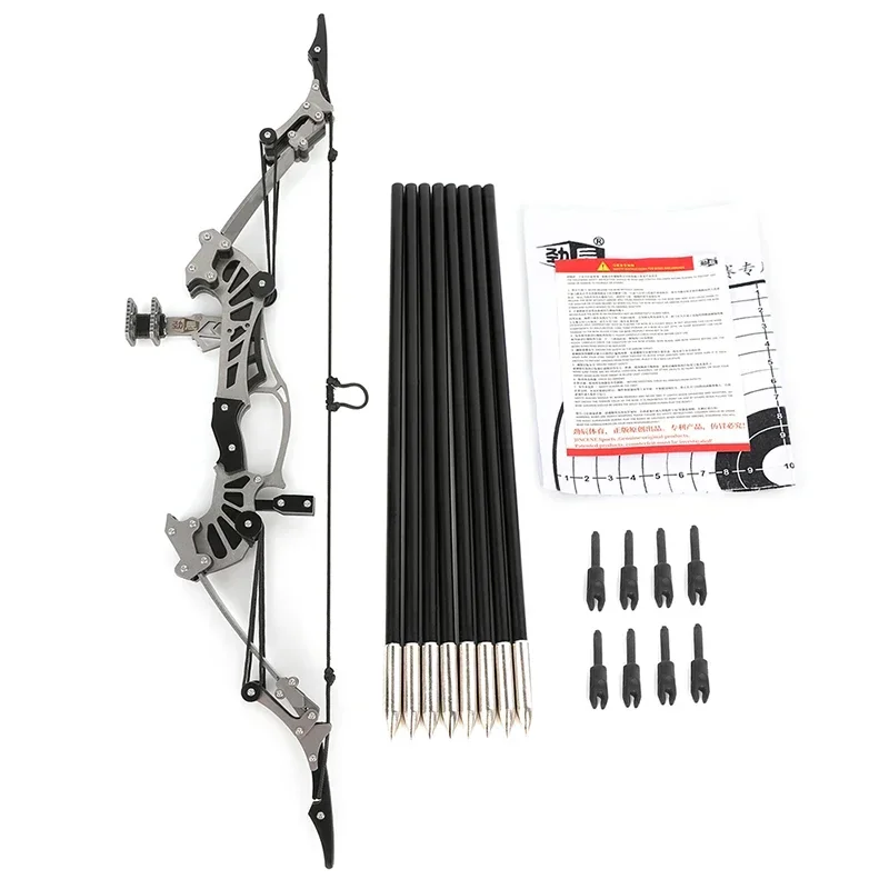 16.4inch Archery Mini Compound Bow Kit 16lbs Bow and Arrows Set Shooting Target Gift Game Bow Practice Accessories-2