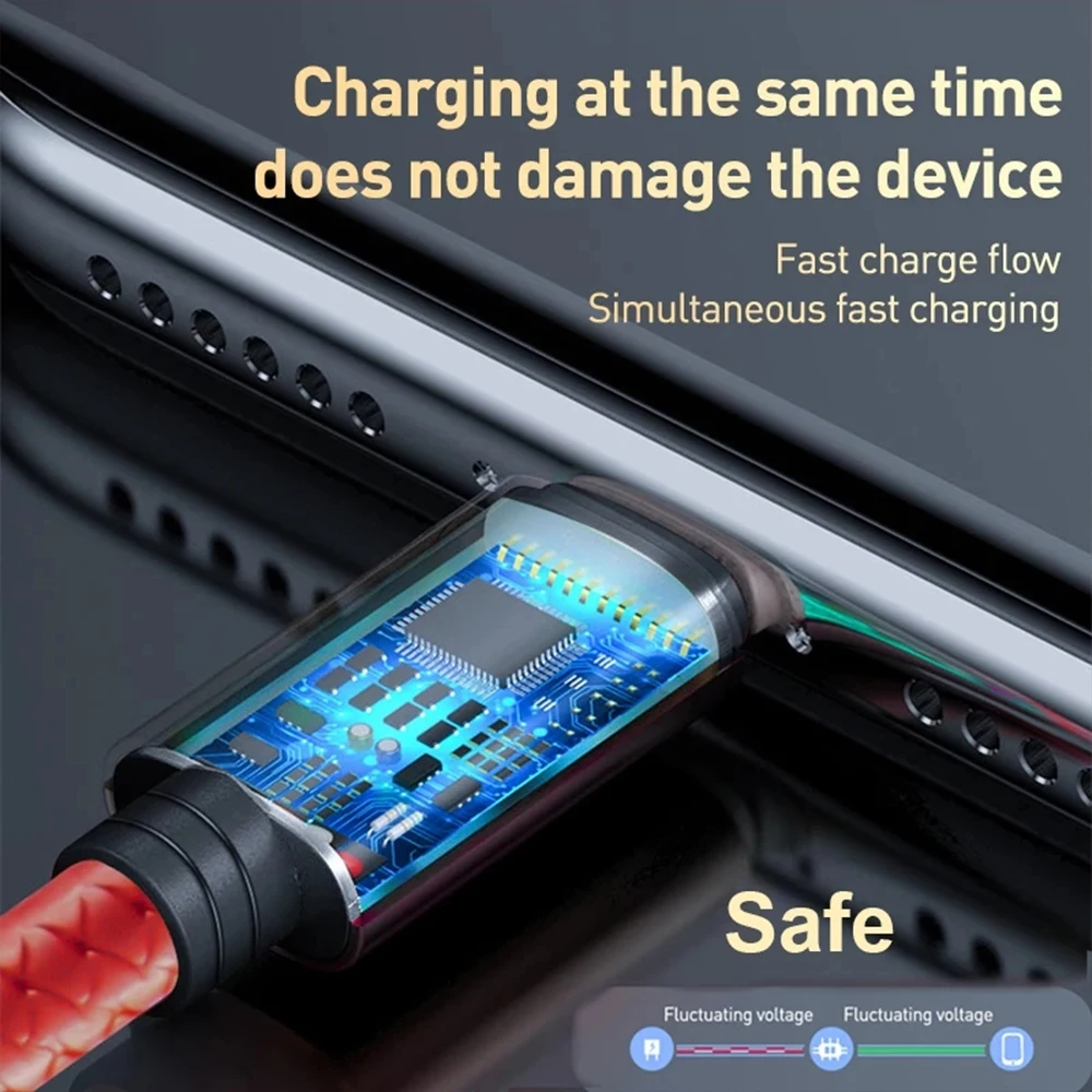 3 In 1 USB Charger Fast Charging Cable Type C Micro LIGHTNING Multi Charger Cable for iPhone Huawei Samsung Nylon Braided Cord-2