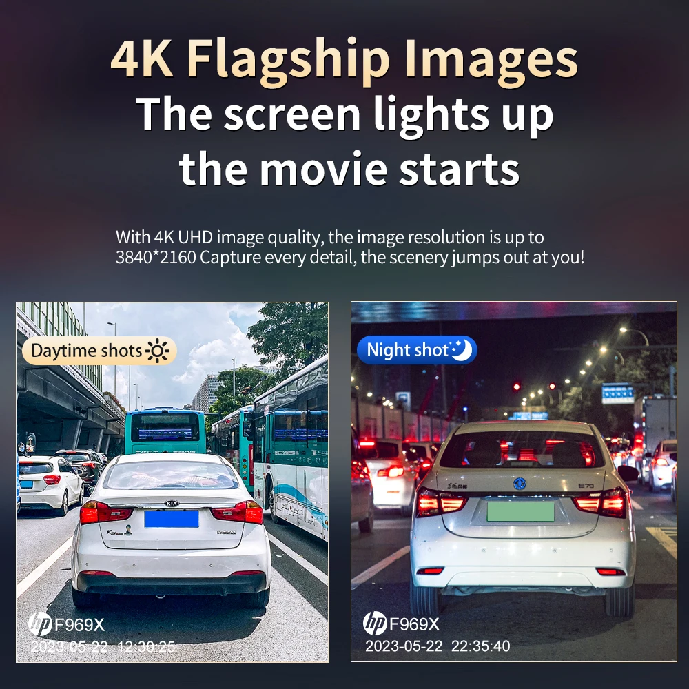 HP car camera dash cam camera 4k HD night vision WiFi DVR video loop video parking monitoring car dashcam auto dashcam 4k-4