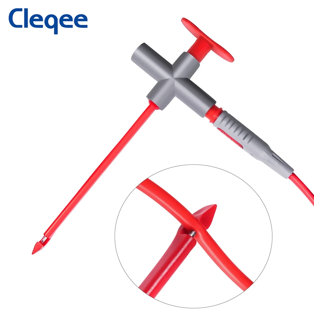 Cleqee P5010 2PCS Insulated Test Hook Clip Non-Destructive Puncture Probe Built-in Spring Compatiable with 4mm Banana Plug-2