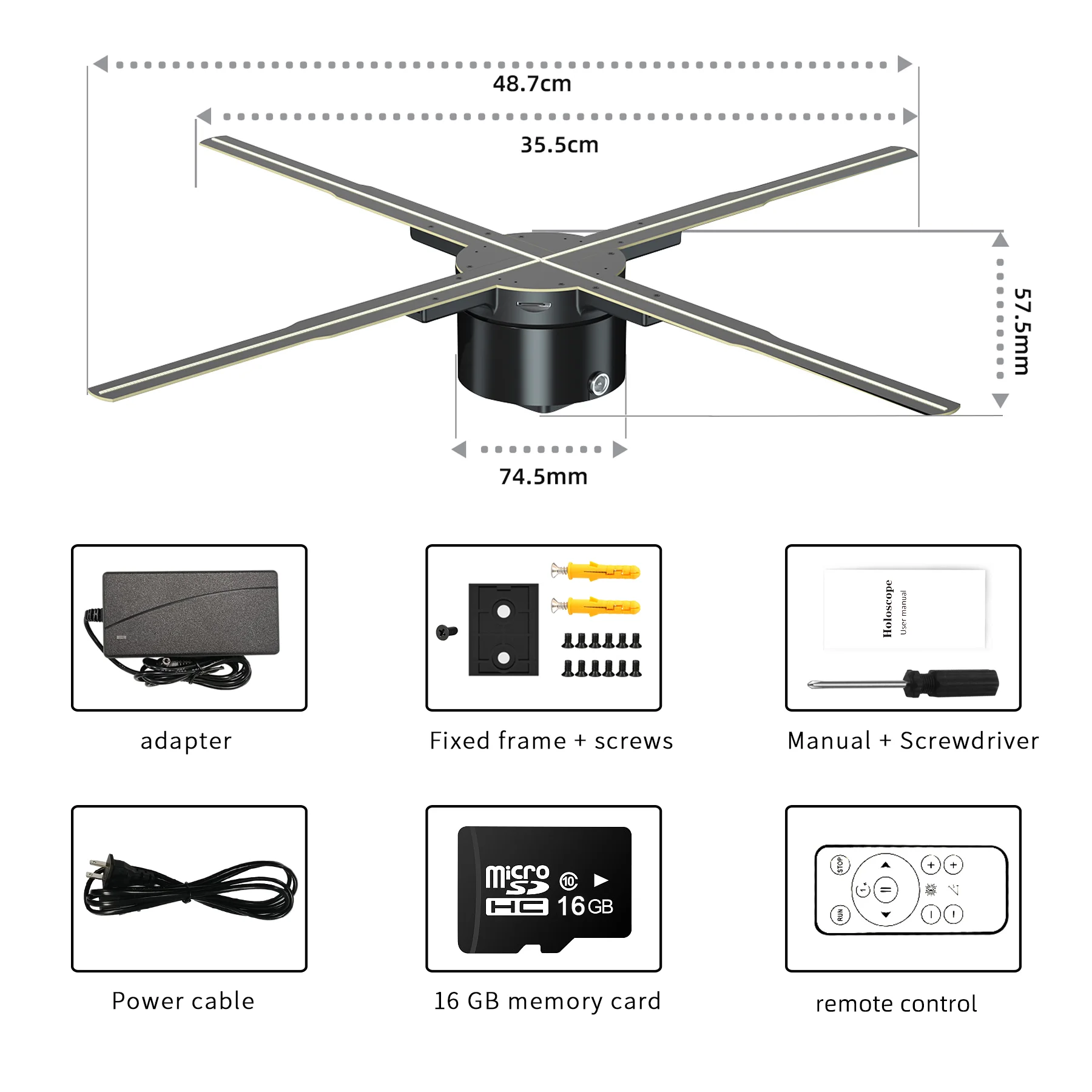50cm 3D Fan Hologram Projector Wifi Display Advertising Logo Light Led Sign Holographic Lamp Three-Dimensional Projectors P50-6