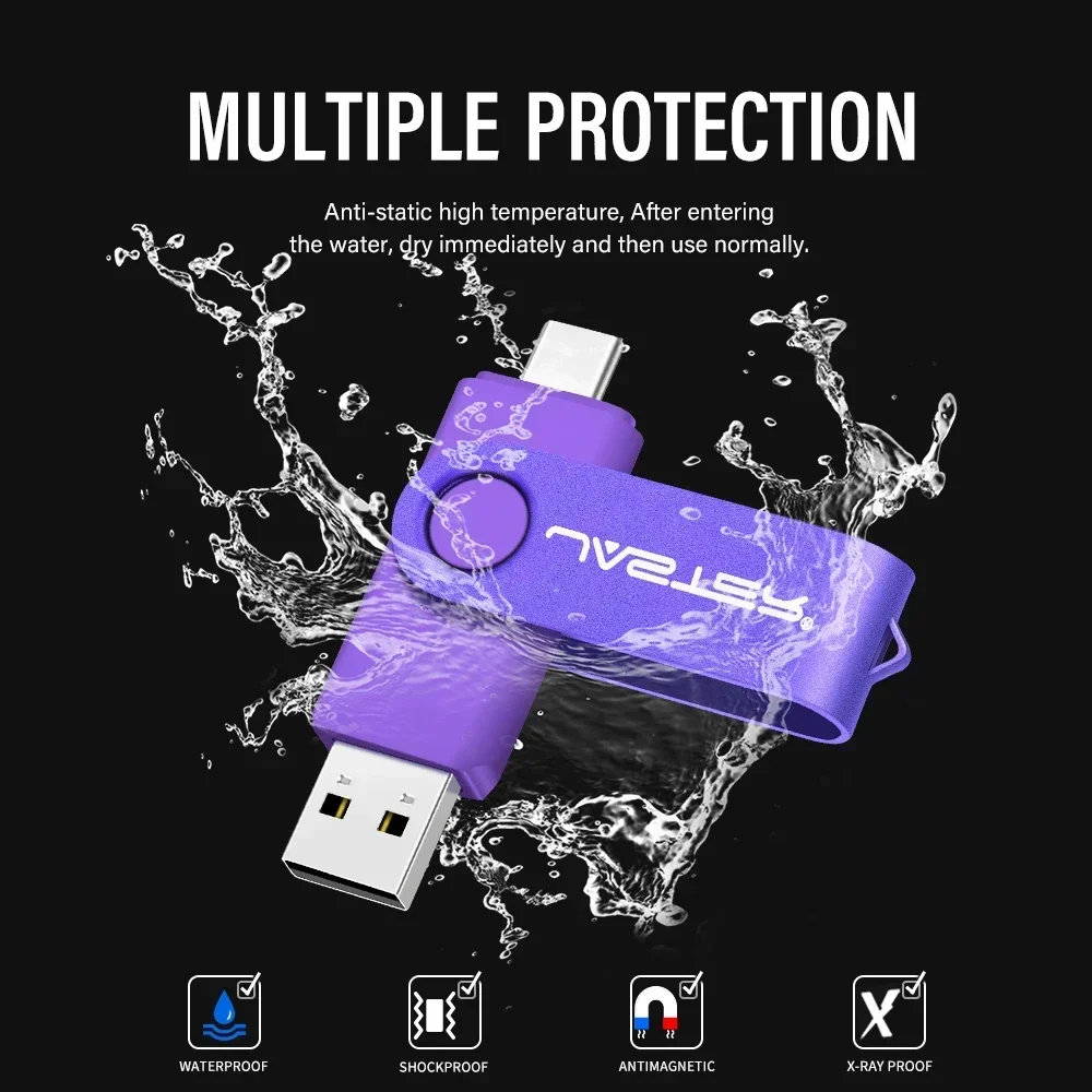 TYPE-C USB Flash Drive 128GB Real Capacity Pen Drive 64GB Free Key Chain Memory Stick Creative Business Gift Red U Disk Blue 32G-6