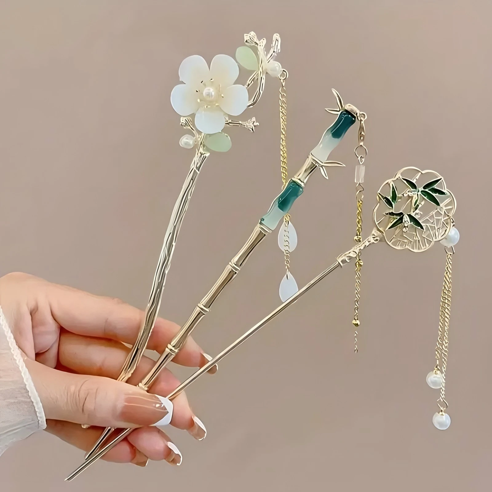 Elegant Chinese Style Hair Clip Tassel Hair Stick Traditional Floral Design Hairstyle Accessory Women Jewelry Hairpin Hairneedle-2