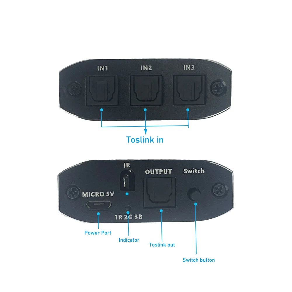 SPDIF Toslink Switch 3x1 Digital Optical Audio Switcher Splitter 1 in 3 out SPDIF Adapter Splitter with Toslink Support DTS AC3-5