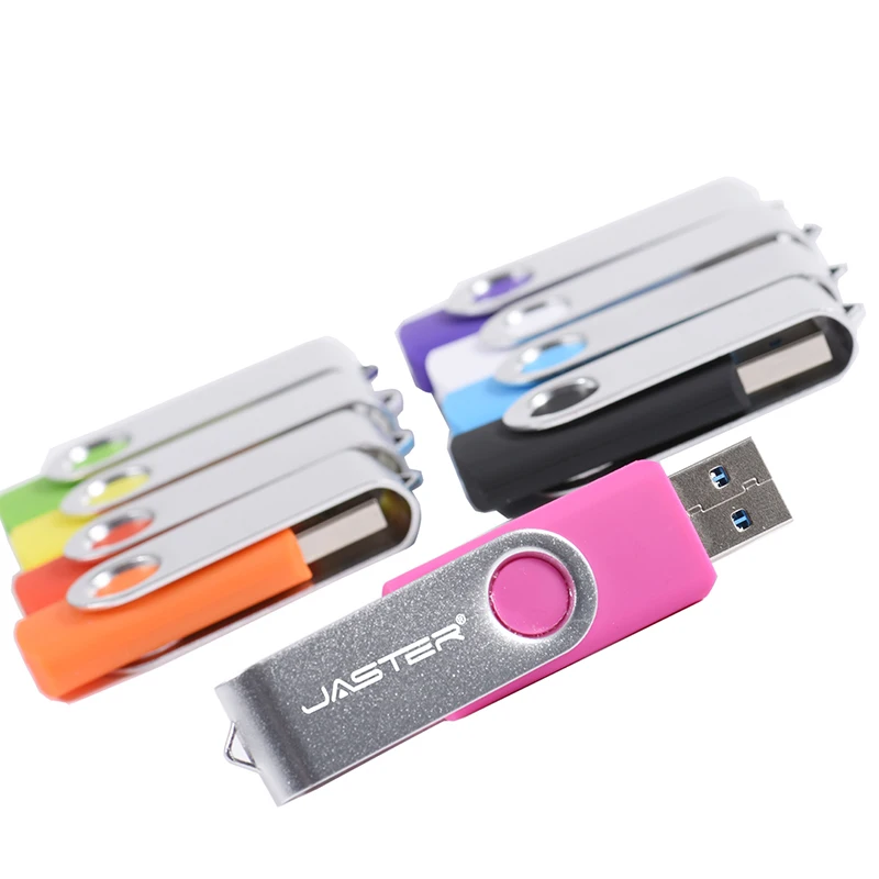 JASTER Rotatable Colorful USB 2.0 Flash Drive 128GB Creative Gift Memory Stick 64GB Silver Clip Pen Drive 32GB U Disk 16GB 8GB-4