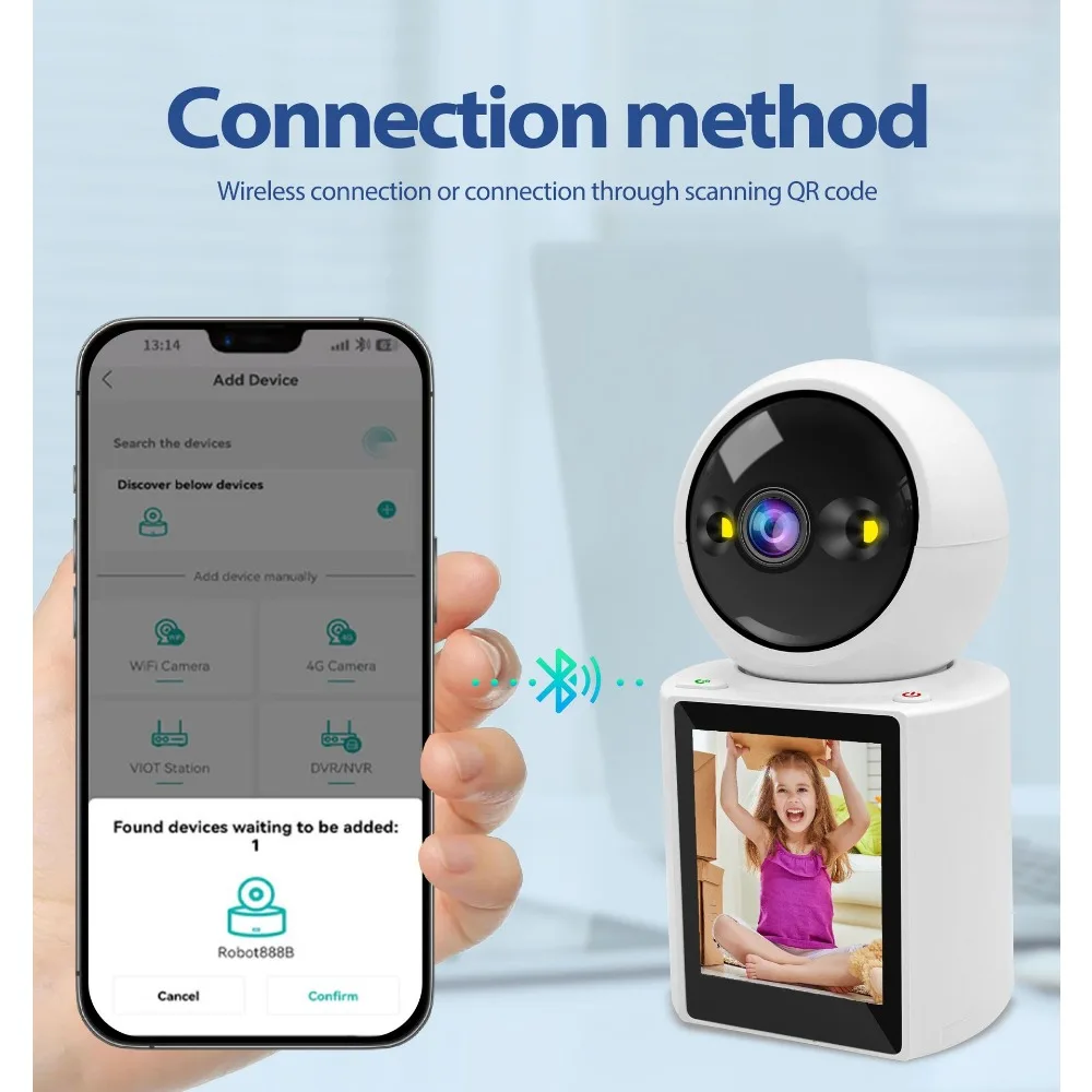 Dual Screen Camera: One Click Call, 4K 6MP WiFi Camera with AI Human Detection, Color Night Vision CCTV Video Surveillance-2