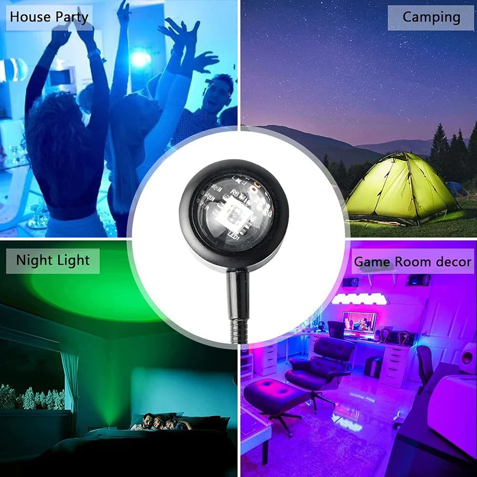 USB Sunset Lamp LED Rainbow Neon Night Light Projector Photography Wall Atmosphere Lighting for Bedroom Room Decor Nightlights-2