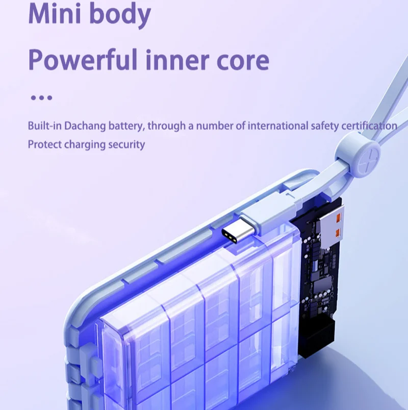 Portable Power Bank High Capacitybuilt-in 4 Cables Two-Way Fast Charging Mini Powerbank For iPhone Samsung 120W 100000mAh New-6