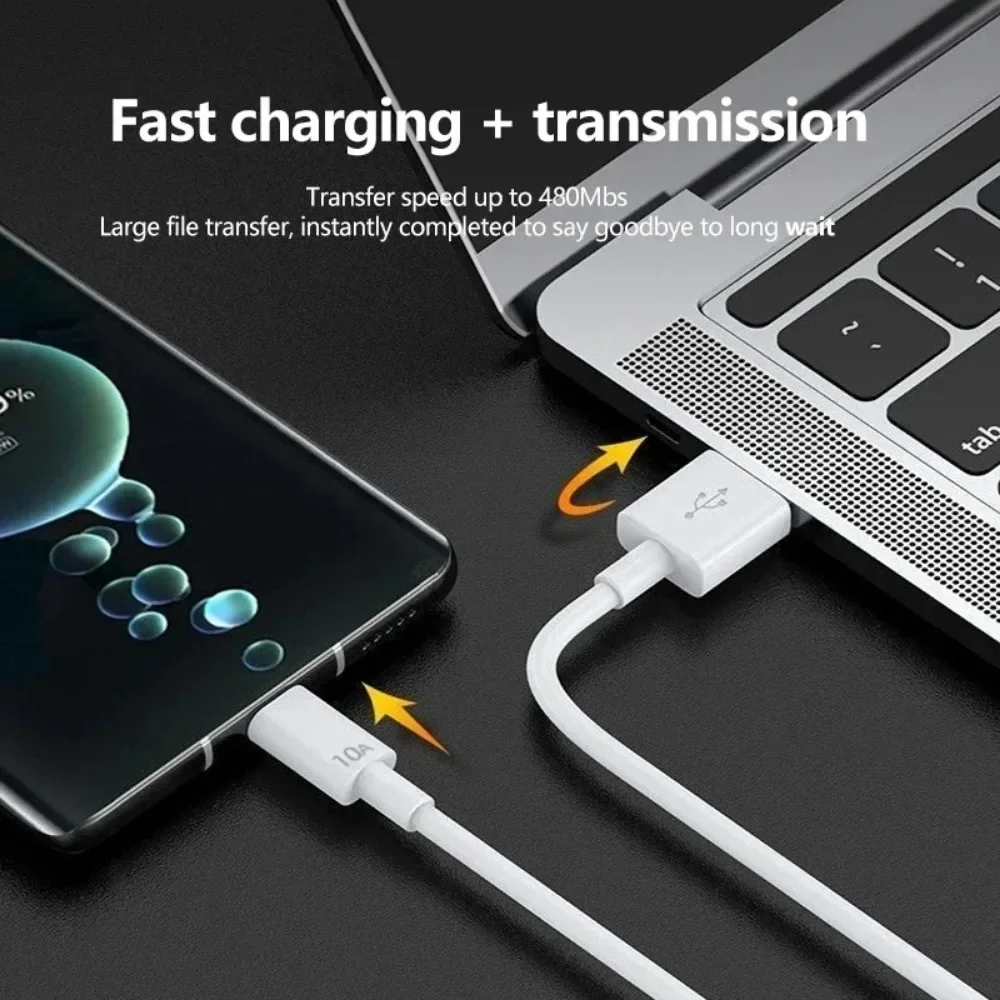 120W 10A USB -C Quick Charging Cable for Samsung Xiaomi Huawei USB C Mobile Phone Data Cord Super Fast Charge Data Cable 0.25-2M-3