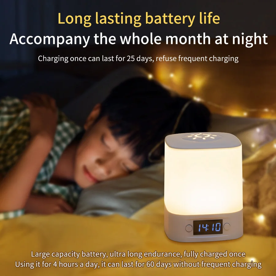 Remote Control Night Lamp Rechargeable Table Lamp Clock Display Soft Sleeping Lamp Touch Switch Bedside Lamp for Bedroom-5