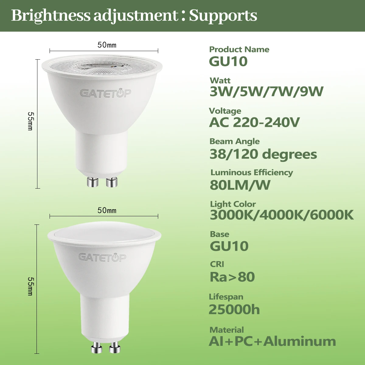 4-20pcs GU10 Led Spotlight Bulb dimmable warm cold white light 120° 38° 3000K 4000K 6000K  for home bedroom derec Recessed Light-2