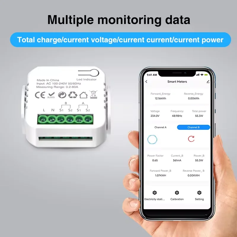 Tuya Smart WiFi Energy Meter, Bidirectional Measurement, APP Control, Optimize Home Energy Use, Compatible With Alexa And Google-5