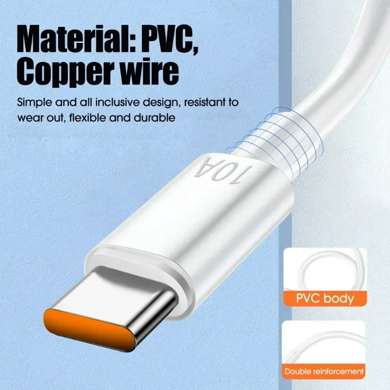 3/1PCS Quick Charging Cable 120W 10A USB A To Type C Fast Charger High-speed Data Transfer Wire Cords for Samsung Xiaomi Huawei-2