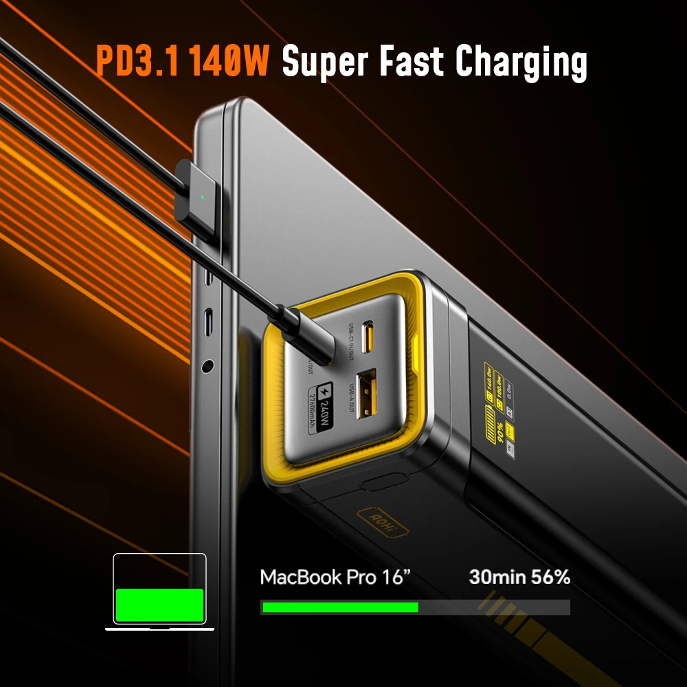 AOHI The Future Starship 240W 27,600mAh LED Display Power Bank with 3FT C-C Cable-3