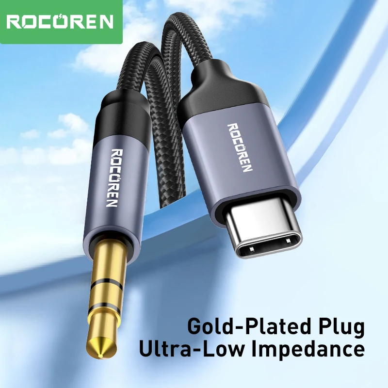 Rocoren AUX Cable Type C to 3.5mm Jack Audio Plug Speaker Adapter For Huawei iPone Realme Car Headphone Computer Converter Wire-5