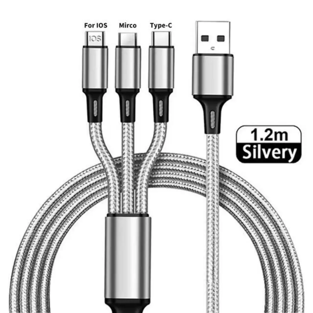 3 In 1 USB Fast Charging Cable Type C Micro IOS Multi Charger Cable for iPhone Huawei Samsung Nylon Braided Cord-6