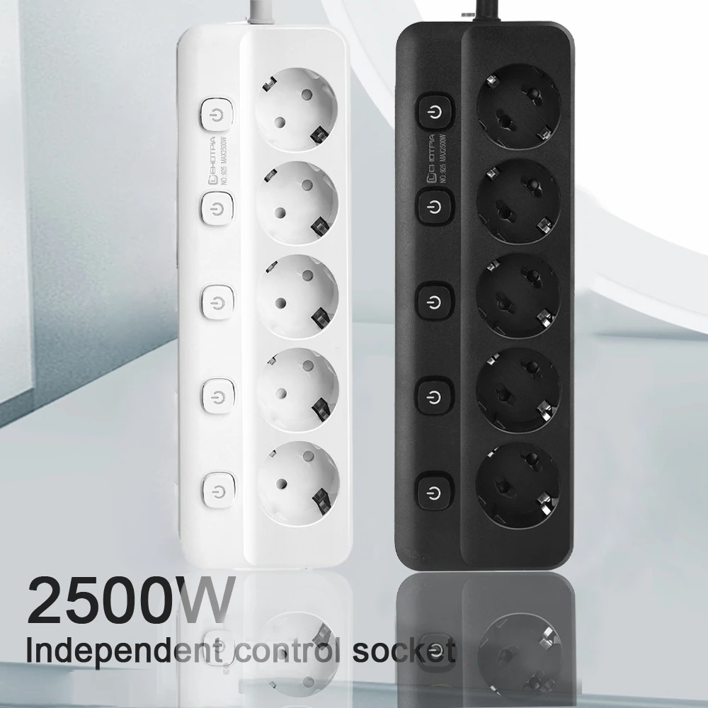 Power Strip EU Plug AC Outlets Multitap Socket Extension Cord Electrical Independent control switch Network Filter Adapter-2