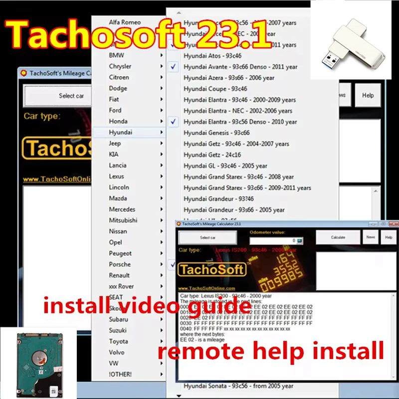 Newest TachoSoft Mileage Calculator 23.1 Mileage Software Repair TachoSoft Calculator with License Digital Odometer Calculators