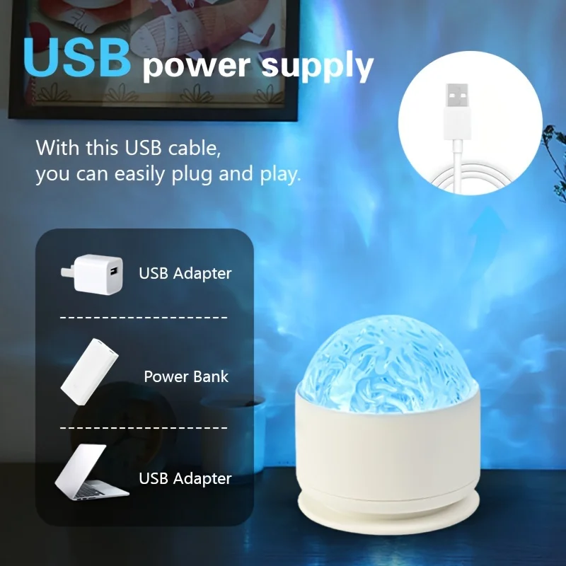 Northern Aurora/Water Ripple Projector Lamp LED Night Light with Remote Control Party Decor Light Projector Atmosphere Light-2