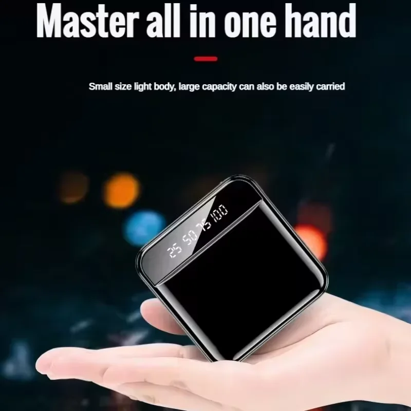 Mini 20000/10000mAh Fast Charging Power Display Built-in Cable dual LED Lighting Portable Power Bank For iPhone Samsung Xiaomi-5