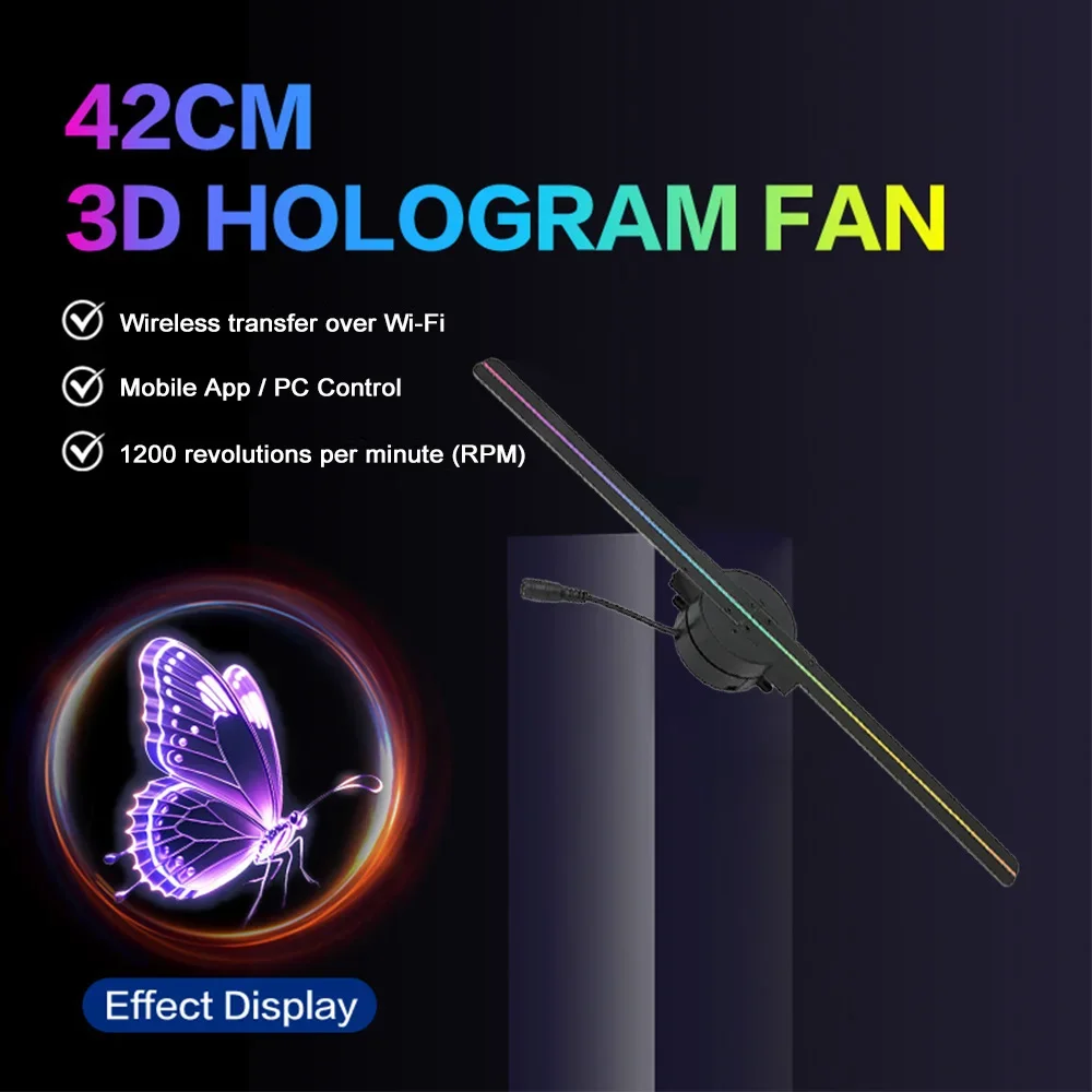 Naked Eye 3D Holographic Fan Screen Stereoscopic Display Suspended Projection Lamp 42cm Suspended Imaging Advertising Machine-2