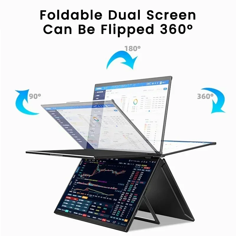2025 15.6 Dual Screen 1920*1080P 60Hz Touch/Non-Touch Portable Monitor IPS Low Blue Light Eye Protection 360° Folding Drive-free-5